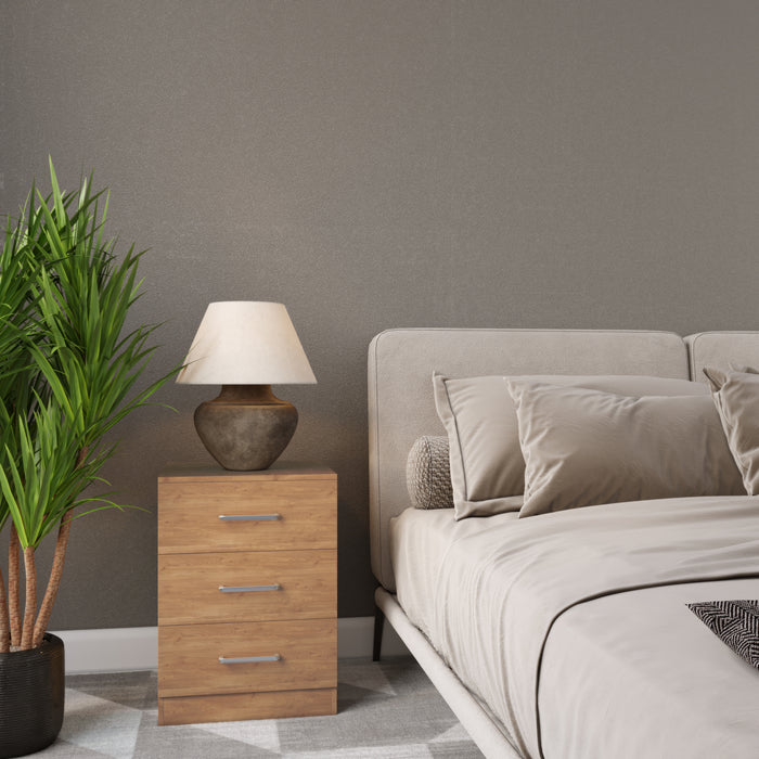 Dakota 3 Drawer Bedside Oak Effect
