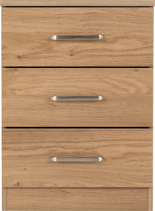 Dakota 3 Drawer Bedside Oak Effect