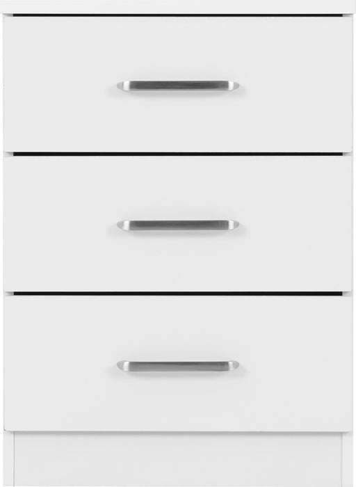 Dakota 3 Drawer Bedside White
