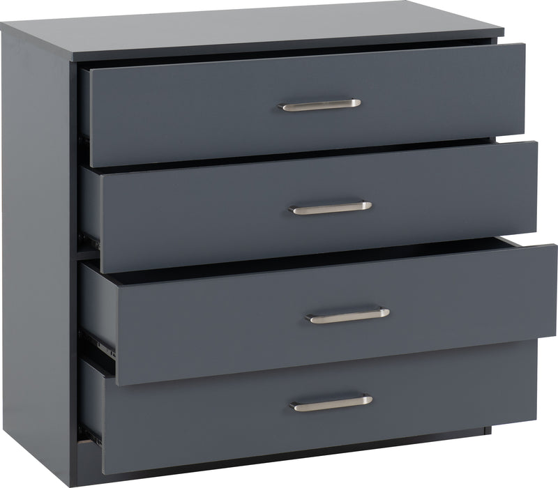 Dakota 4 Drawer Chest Dark Grey