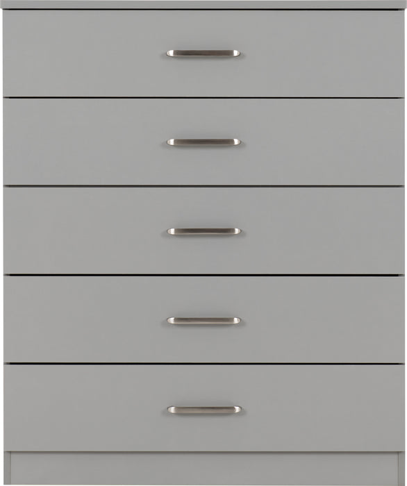 Dakota 5 Drawer Chest Light Grey
