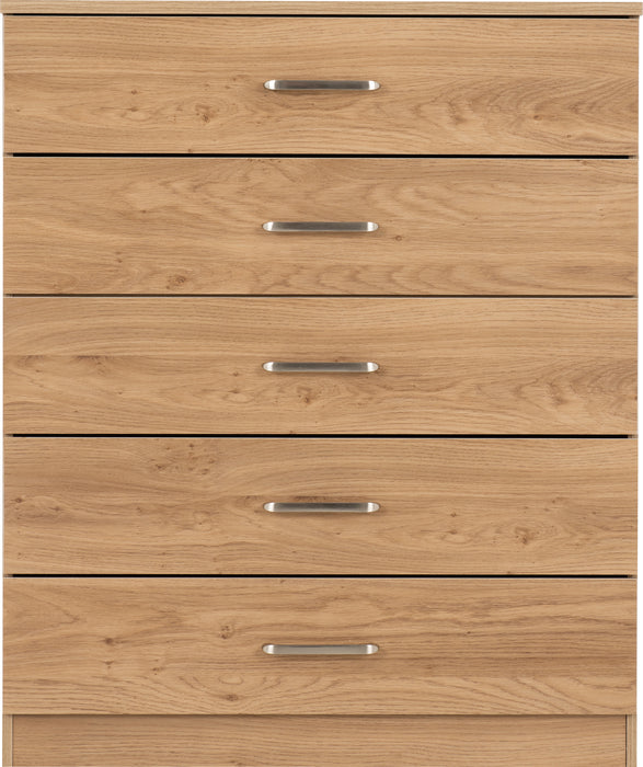 Dakota 5 Drawer Chest Oak Effect