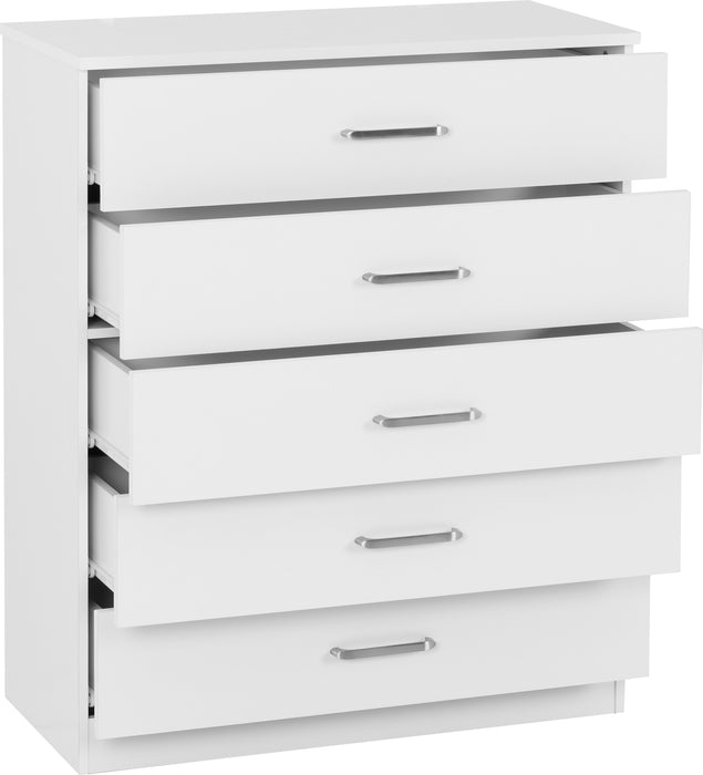 Dakota 5 Drawer Chest White
