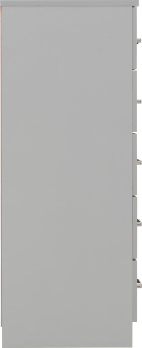 Dakota 5 Drawer Narrow Chest Light Grey