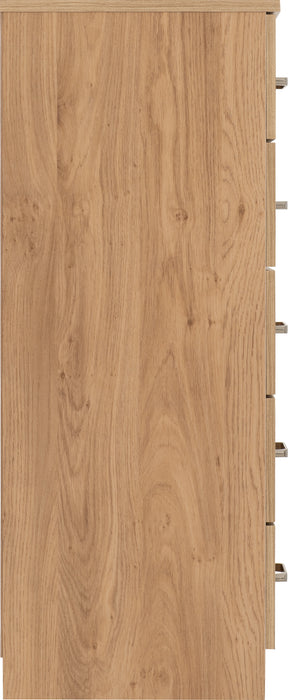 Dakota 5 Drawer Narrow Chest Oak Effect