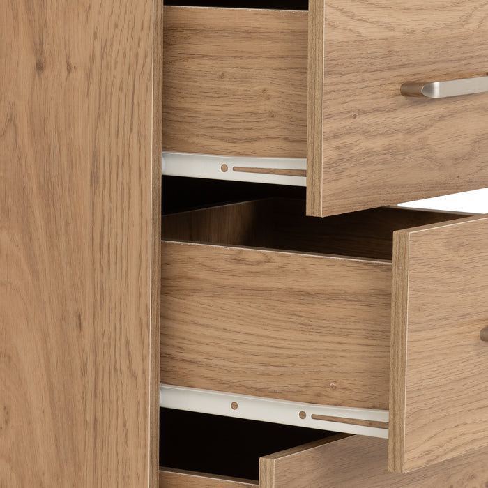 Dakota 5 Drawer Narrow Chest Oak Effect