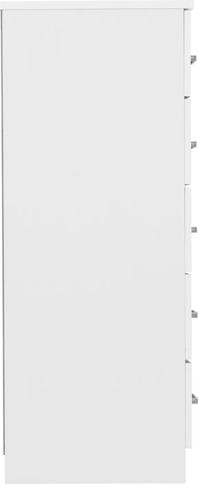 Dakota 5 Drawer Narrow Chest White