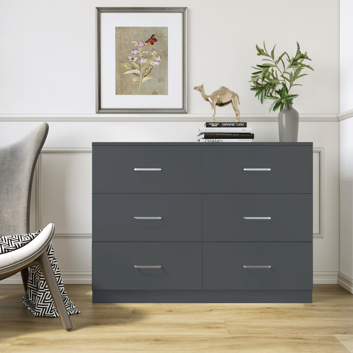 Dakota 6 Drawer Chest Dark Grey