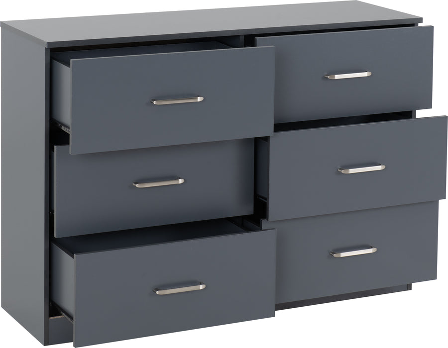 Dakota 6 Drawer Chest Dark Grey