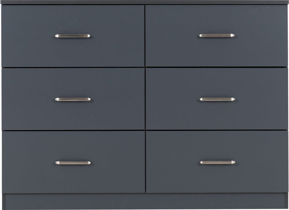 Dakota 6 Drawer Chest Dark Grey