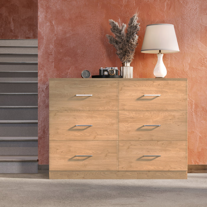 Dakota 6 Drawer Chest Oak Effect