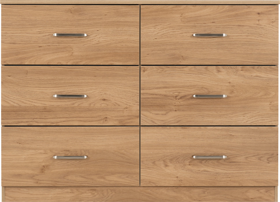 Dakota 6 Drawer Chest Oak Effect