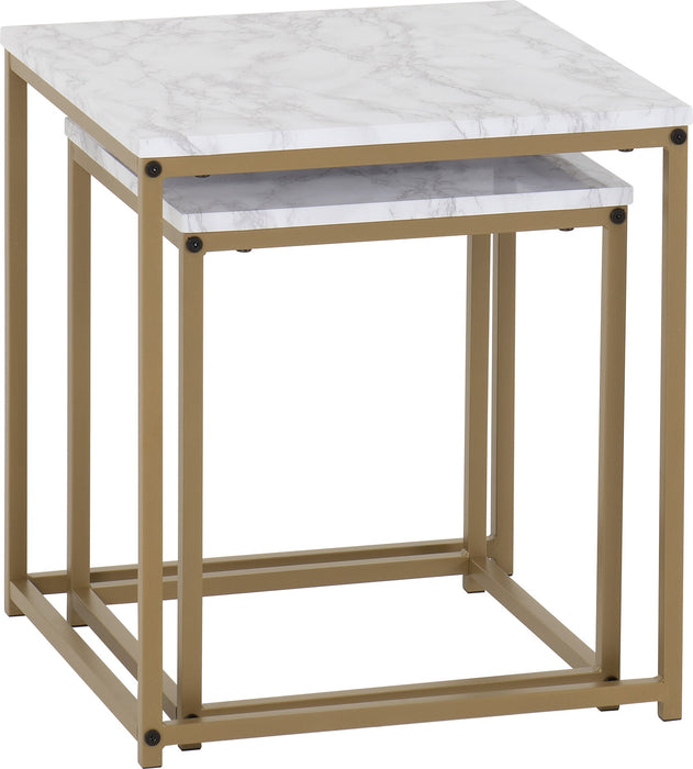 Dallas Nest of 2 Tables Marble/Gold Effect