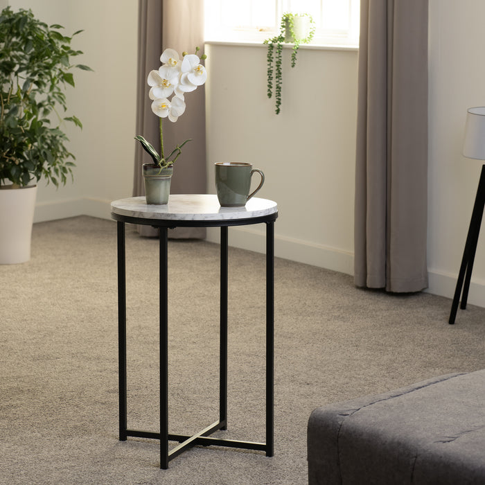 Dallas Side Table Marble/Black
