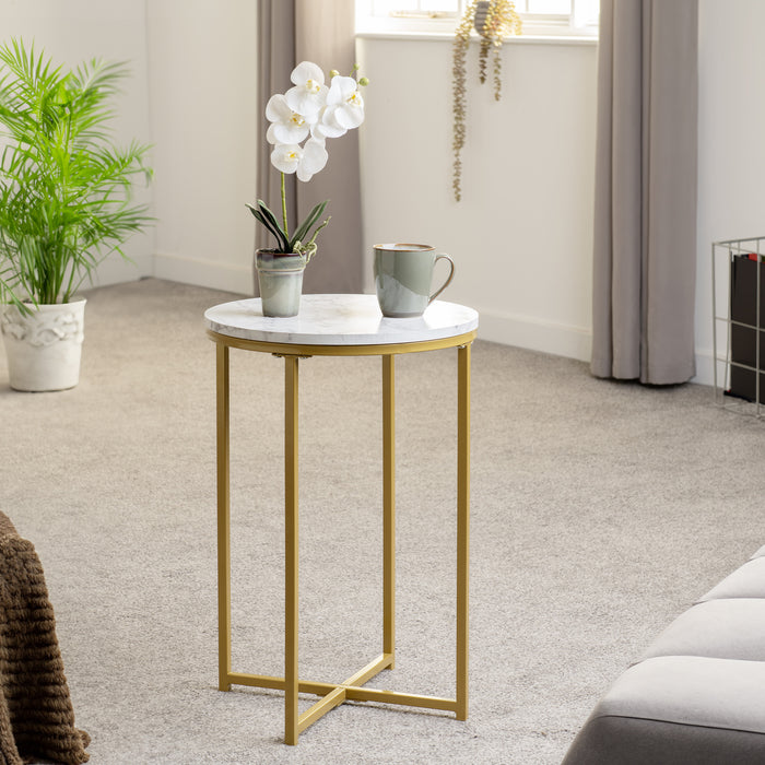 Dallas Side Table Marble/Gold Effect