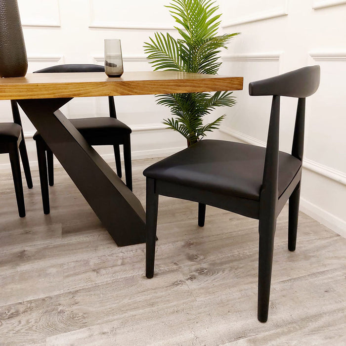 Elsa Wooden Wishbone Chair With Matt Black Seat