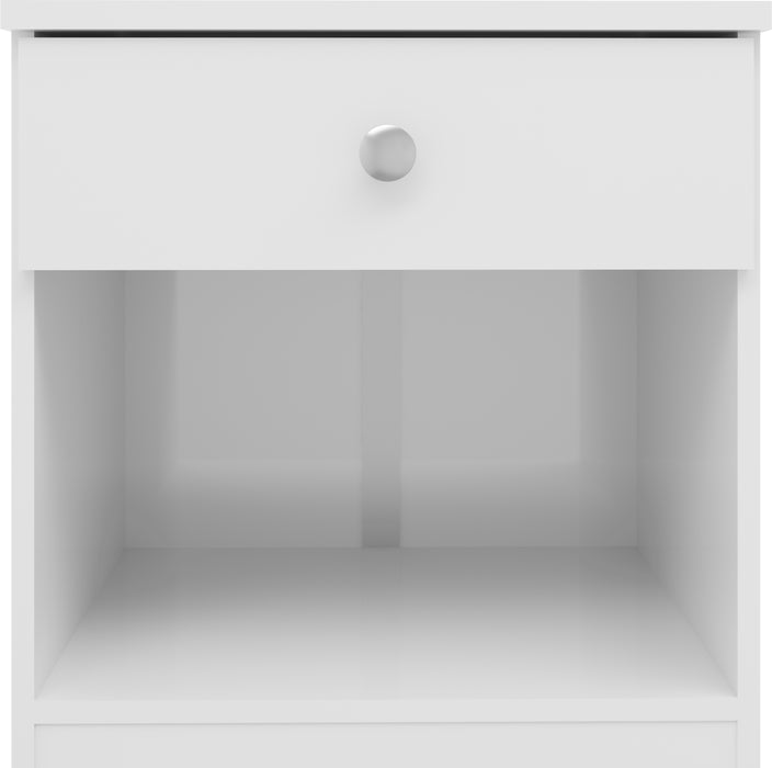 Denver 1 Drawer Bedside White Gloss