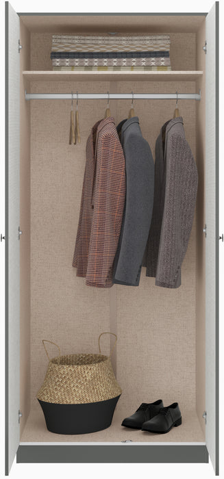 Denver 2 Door Wardrobe Grey Gloss