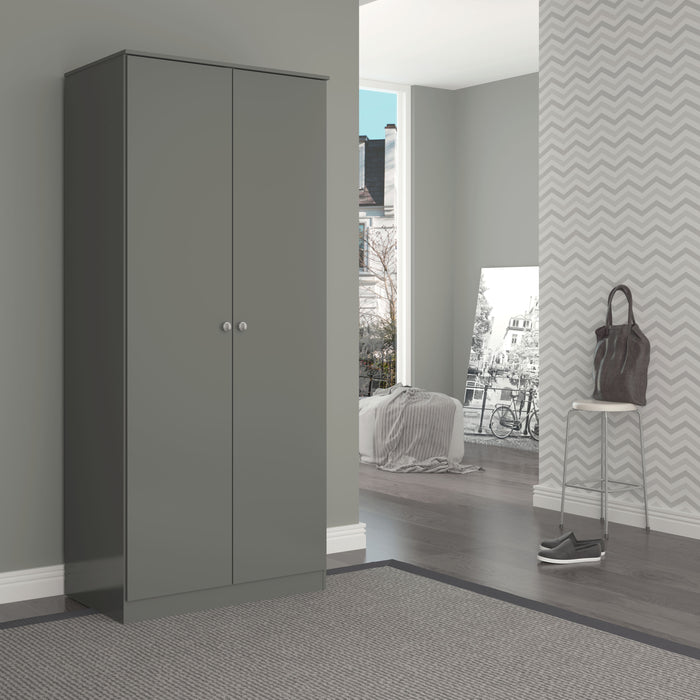 Denver 2 Door Wardrobe Grey Gloss