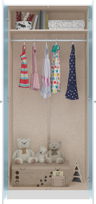 Denver 2 Door Wardrobe White/Blue Gloss
