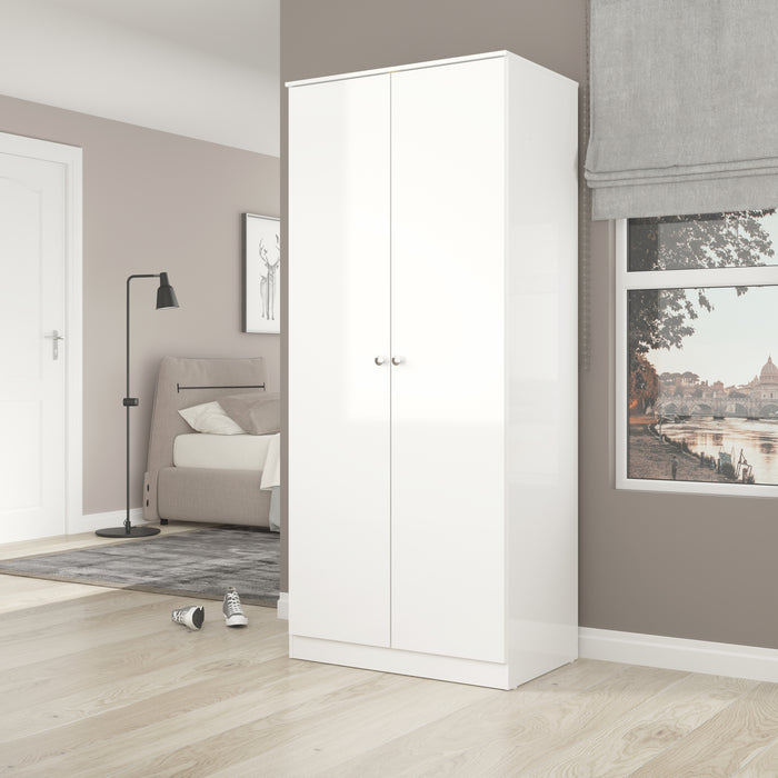 Denver 2 Door Wardrobe White Gloss