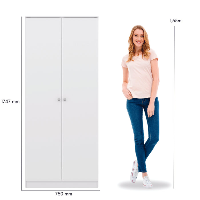 Denver 2 Door Wardrobe White Gloss
