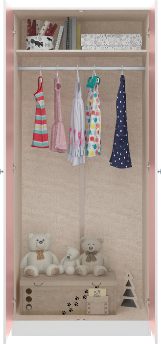 Denver 2 Door Wardrobe White/Pink Gloss