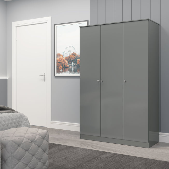 Denver 3 Door Wardrobe Grey Gloss