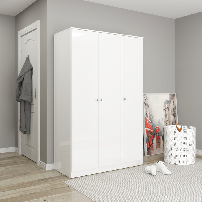 Denver 3 Door Wardrobe White Gloss