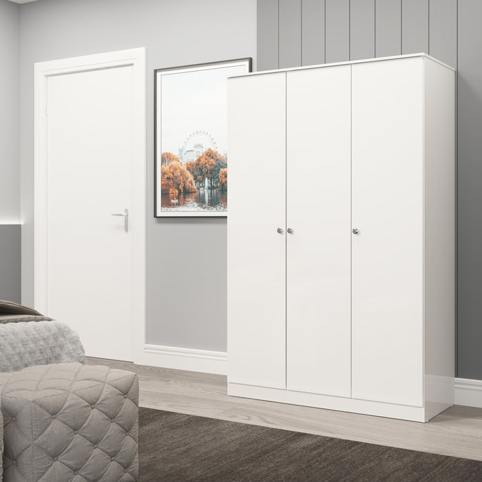 Denver 3 Door Wardrobe White Gloss