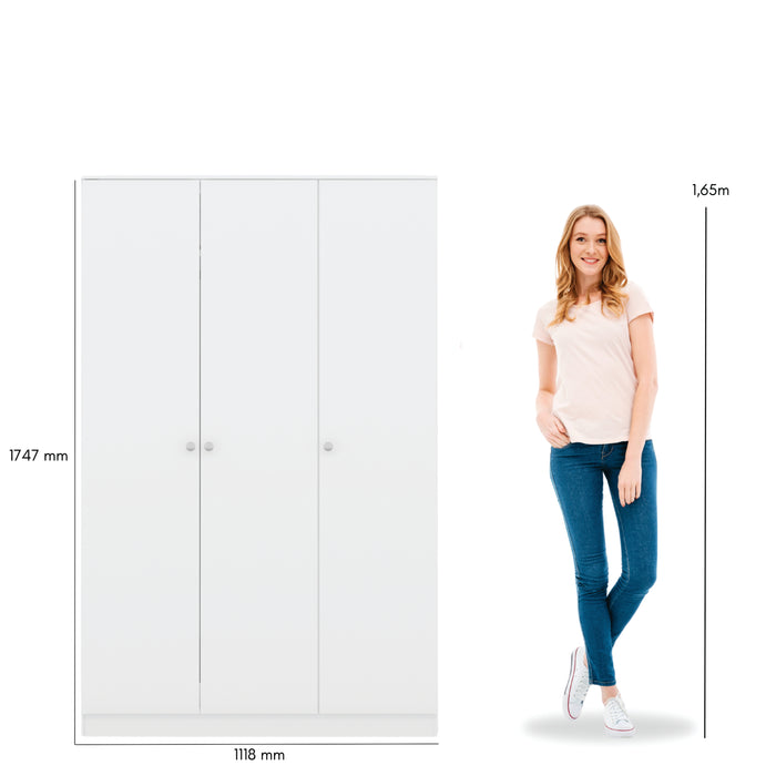 Denver 3 Door Wardrobe White Gloss
