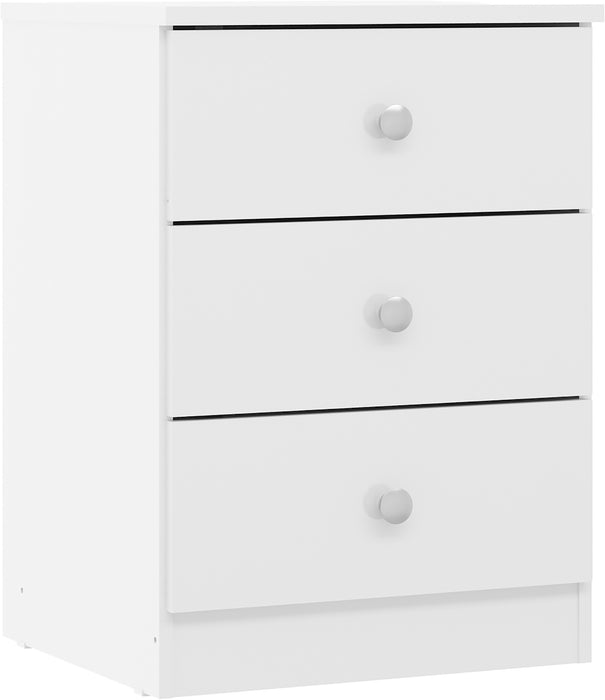 Denver 3 Drawer Bedside White Gloss