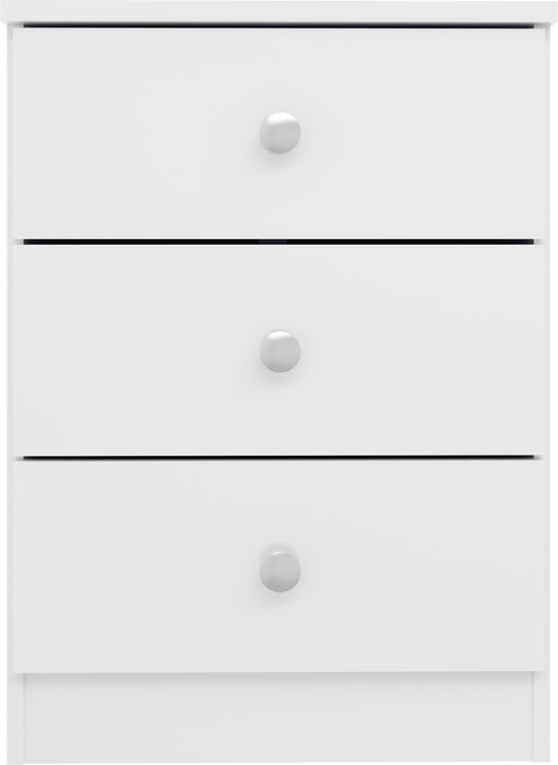 Denver 3 Drawer Bedside White Gloss