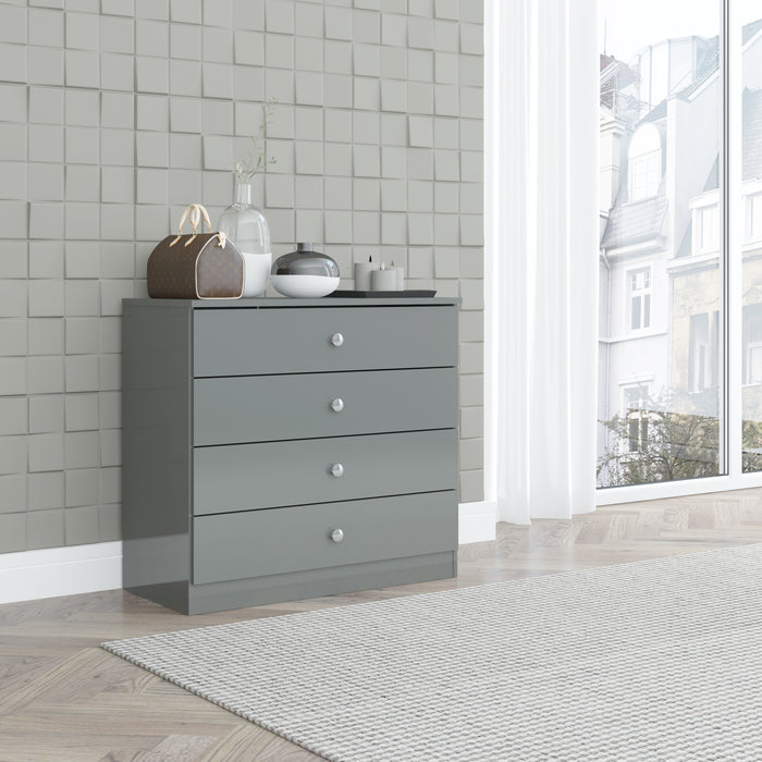 Denver 4 Drawer Chest Grey Gloss