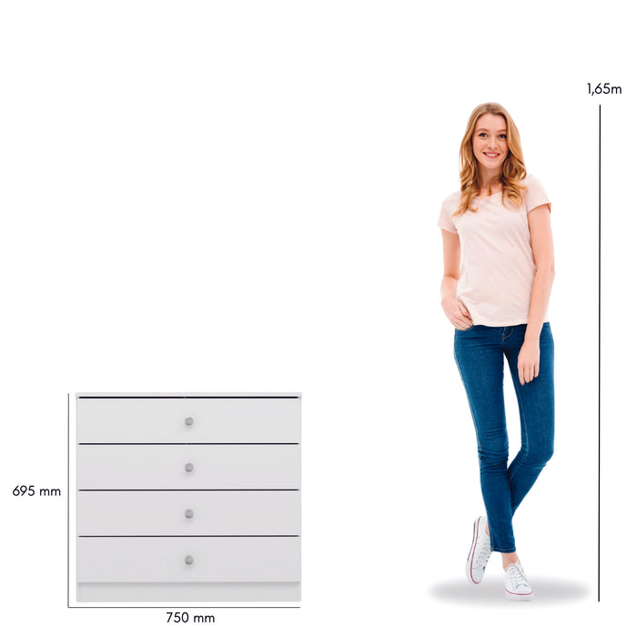 Denver 4 Drawer Chest White Gloss