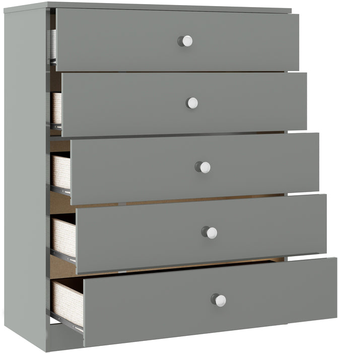 Denver 5 Drawer Chest Grey Gloss