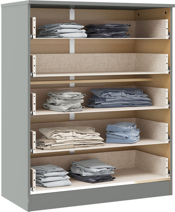 Denver 5 Drawer Chest Grey Gloss