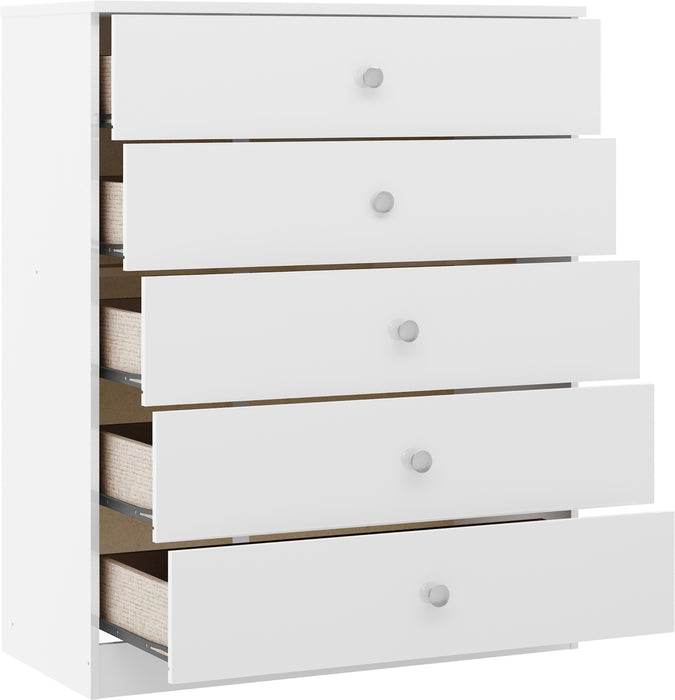 Denver 5 Drawer Chest White Gloss