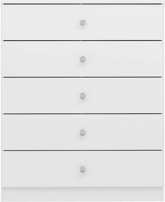 Denver 5 Drawer Chest White Gloss