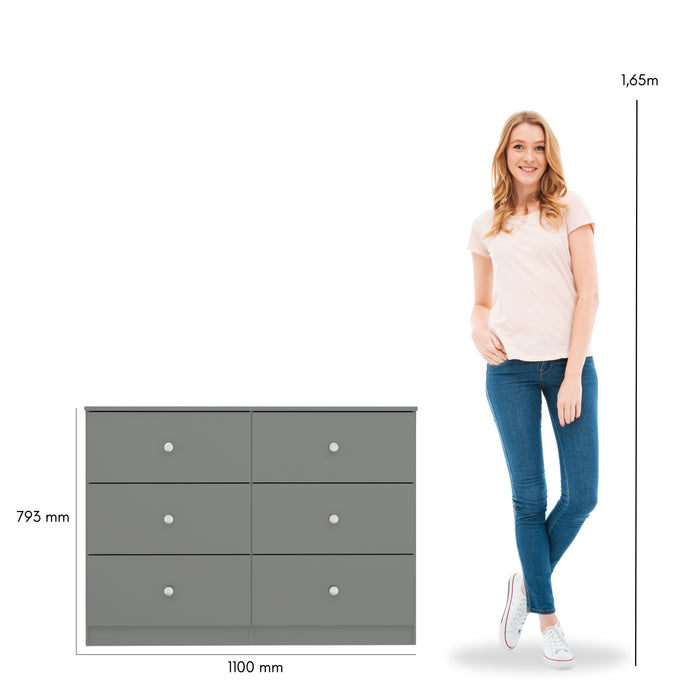 Denver 6 Drawer Chest Grey Gloss