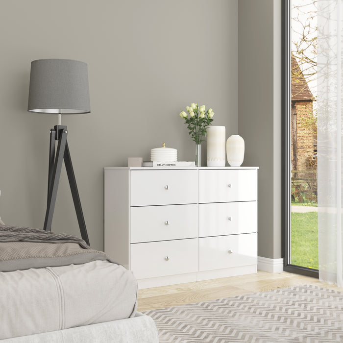 Denver 6 Drawer Chest White Gloss