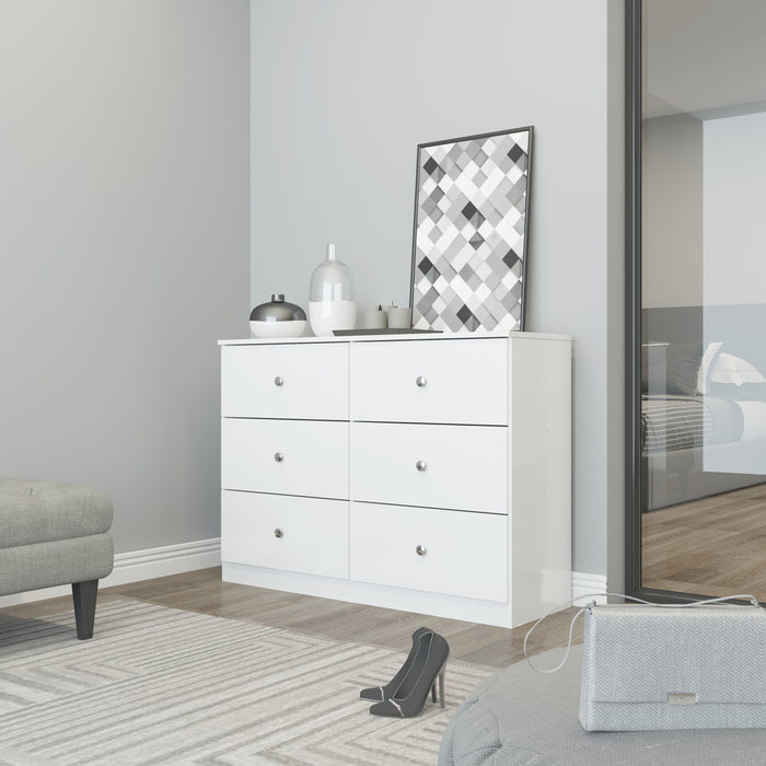 Denver 6 Drawer Chest White Gloss