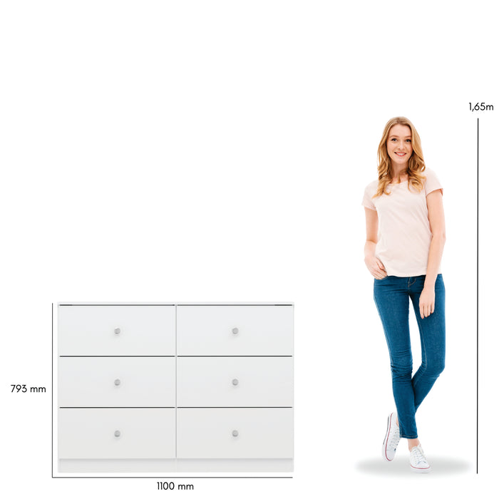 Denver 6 Drawer Chest White Gloss