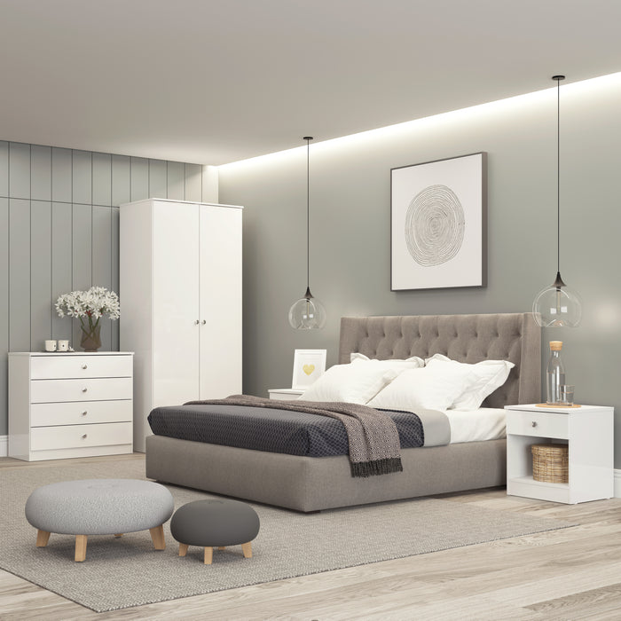 Denver 1 Drawer Bedside White Gloss