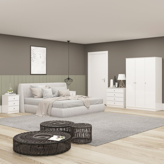 Denver 3 Drawer Bedside White Gloss