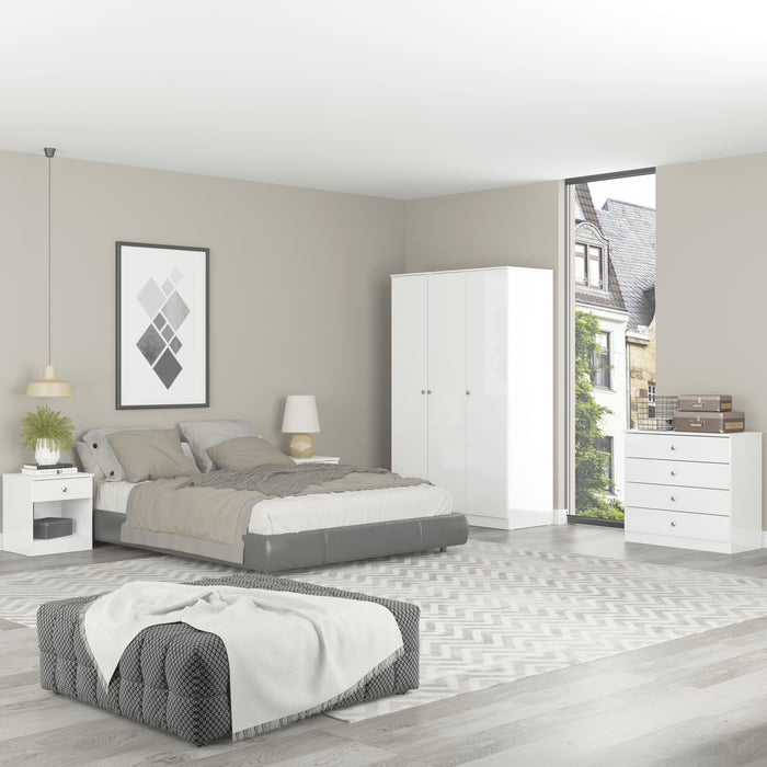 Denver 1 Drawer Bedside White Gloss
