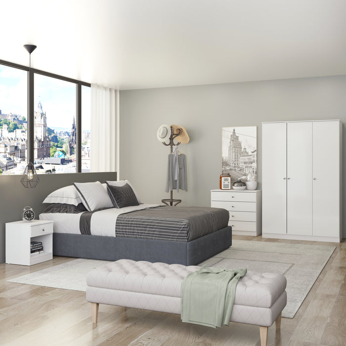 Denver 1 Drawer Bedside White Gloss