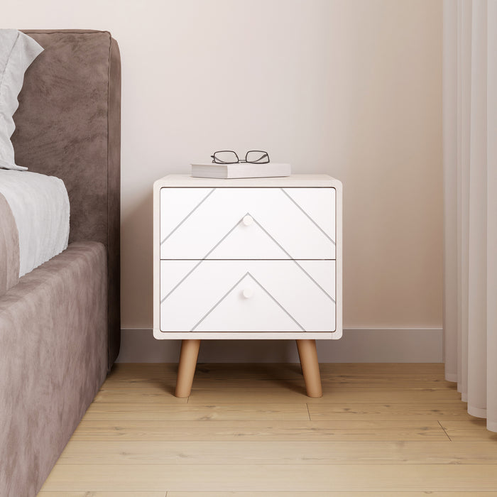 Dixie 2 Drawer Bedside Dusty Grey/White