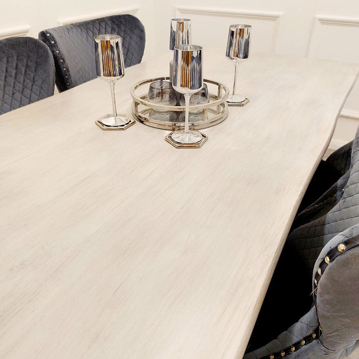 Freya 1.8 Dining Table Solid Light Pine Wood With Chrome Metal Legs