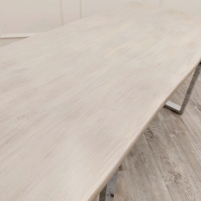 Freya 1.8 Dining Table Solid Light Pine Wood With Chrome Metal Legs